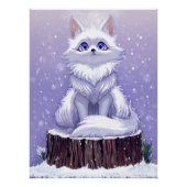 Winter Guardian :Whimsical Arctic Fox wildlife Poster (Vorderseite)