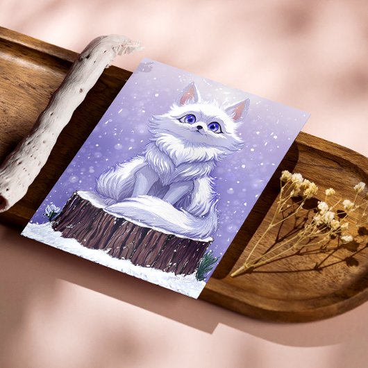 Winter Guardian :Whimsical Arctic Fox wildlife Poster