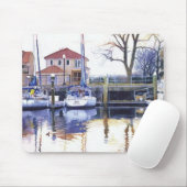 "Winter-Hafen-" Boots-Aquarell Mousepad (Mit Mouse)