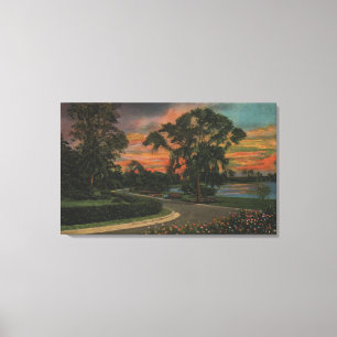 Winter-Hafen, Florida - Sonnenuntergang-Ansicht Leinwanddruck