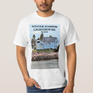Winter-Hafen-Leuchtturm, Maine-T - Shirt