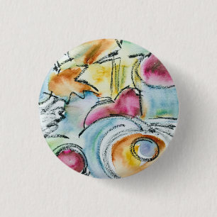 Winter-Handbemalte abstrakte Aquarellmalerei Button