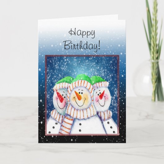 Winter Happy Birthday Card Karte (Vorderseite)