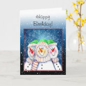 Winter Happy Birthday Card Karte (Gelbe Blume)