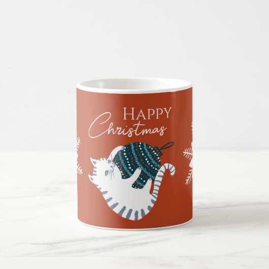 Winter Happy Christmas Toy Cat Gift  Kaffeetasse (Mittel)