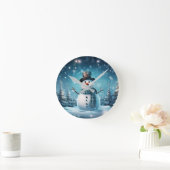 Winter Happy Snowman Clock Runde Wanduhr (Zuhause)