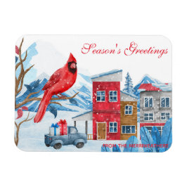 Winter Happyland Watercolor Illustration Weihnacht Magnet