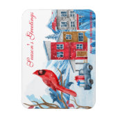 Winter Happyland Watercolor Illustration Weihnacht Magnet (Vertikal)