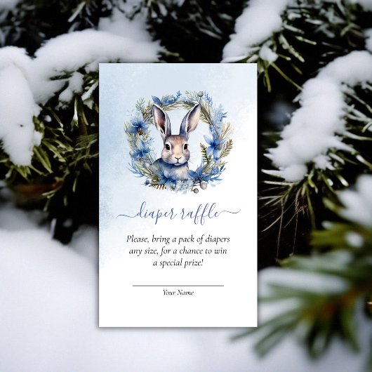 Winter Hare Baby Dusche Windeln Raffle Begleitkarte