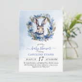 Winter Hare Watercolor Babydusche Einladung (Stehend Vorderseite)