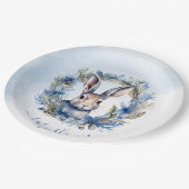 Winter Hare Watercolor Babydusche Pappteller (Schrägansicht)
