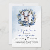 Winter Hare Watercolor Sip and See Einladung (Vorderseite)