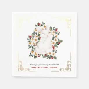 Winter-Hasen-Blumen   Baby-Shower-Servietten Serviette