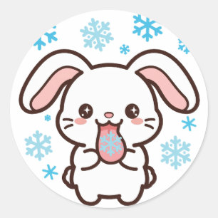 Winter-Hasen-Schnee-Weihnachts-Klassik-Rund-Aufkle Runder Aufkleber