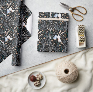 Winter-Hasen-Waldlandschaft Geschenkpapier