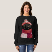Winter Hat And Shawl Black Cat For Kitten Sweatshirt (Vorne ganz)