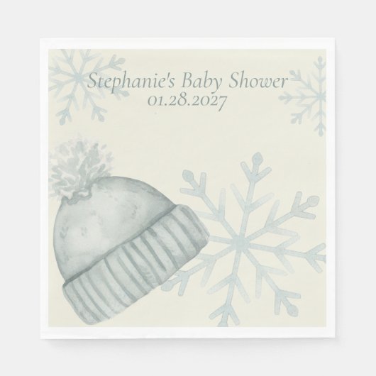 Winter Hat Snowflake Baby Shower Napkins Serviette (Vorderseite)