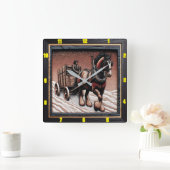 Winter Haul: Individuell gestaltbares Holzkohle Cl Quadratische Wanduhr (Zuhause)