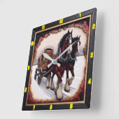 Winter Haul: Personalisierter Holzkohlengrill Quadratische Wanduhr (Winkel)