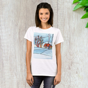 Winter-Haus-Landschaft T-Shirt