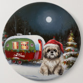 Winter Havanese Caravan Weihnachtsabenteuer Button (Vorderseite)