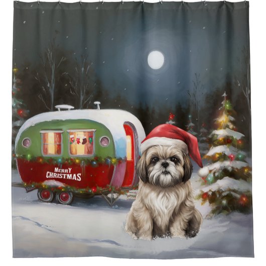 Winter Havanese Caravan Weihnachtsabenteuer Duschvorhang (Vorderseite)
