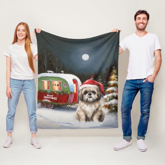 Winter Havanese Caravan Weihnachtsabenteuer Fleecedecke (Beispiel)