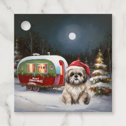 Winter Havanese Caravan Weihnachtsabenteuer Geschenkanhänger (Vorderseite)