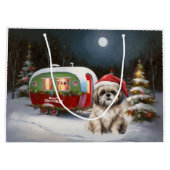 Winter Havanese Caravan Weihnachtsabenteuer Große Geschenktüte (Rückseite)