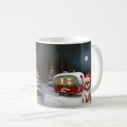 Winter Havanese Caravan Weihnachtsabenteuer Kaffeetasse (VorderseiteRechts)
