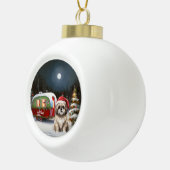 Winter Havanese Caravan Weihnachtsabenteuer Keramik Kugel-Ornament (Rechts)