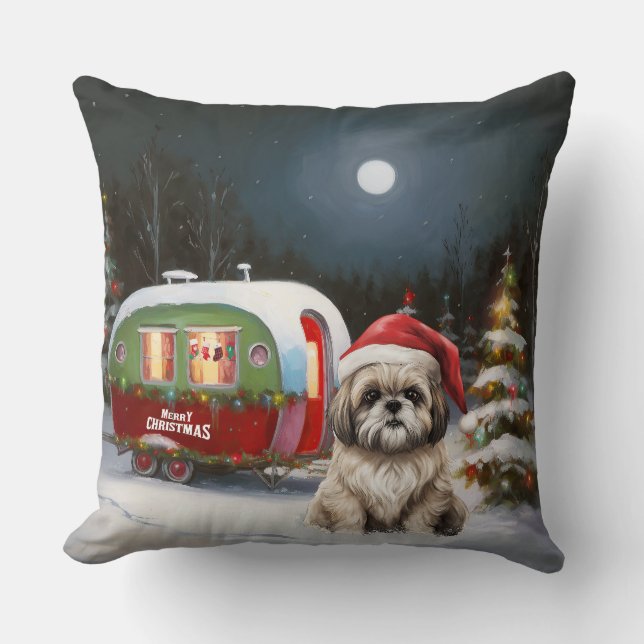 Winter Havanese Caravan Weihnachtsabenteuer Kissen (Vorderseite)