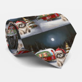 Winter Havanese Caravan Weihnachtsabenteuer Krawatte (Gerollt)
