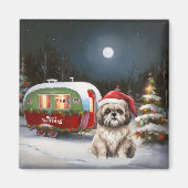 Winter Havanese Caravan Weihnachtsabenteuer Magnet (Vorne)