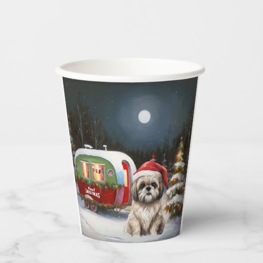 Winter Havanese Caravan Weihnachtsabenteuer Pappbecher (Vorderseite)