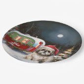 Winter Havanese Caravan Weihnachtsabenteuer Pappteller (Schrägansicht)