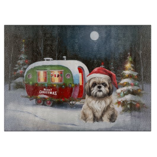 Winter Havanese Caravan Weihnachtsabenteuer Schneidebrett (Vorderseite)