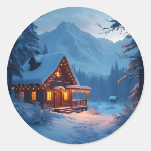 Winter Hearth – Klassischer runder Aufkleber für e