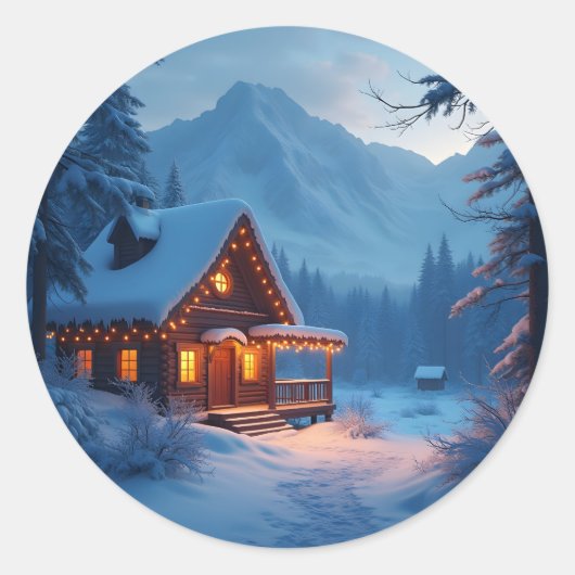 Winter Hearth – Klassischer runder Aufkleber für e (Vorderseite)