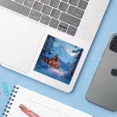 Winter Hearth - Square Vinyl Aufkleber (Laptop mit iPhone)