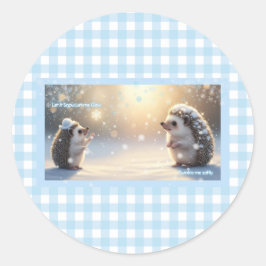Winter Hedgehog  – Cute Snowflake  Runder Aufkleber
