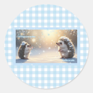 Winter Hedgehog  – Cute Snowflake  Runder Aufkleber