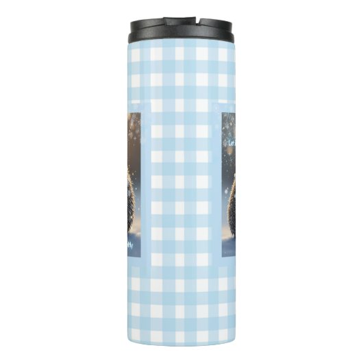 Winter Hedgehog Mug – Cute Snowflake  Thermosbecher (Rückseite)