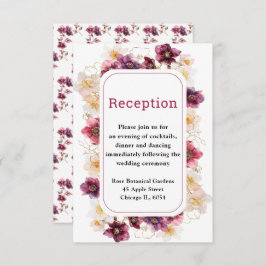 Winter Hellebore Floral Burgundy Wedding Reception Begleitkarte