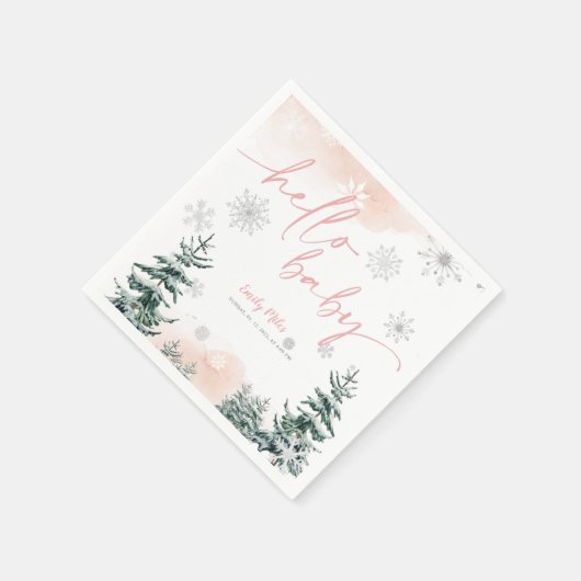 Winter Hello Baby Napkins, Babydusche Serviette (Ecke)