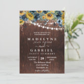 Winter Herbst Sonnenblume Hochzeit floral rustikal Einladung (Stehend Vorderseite)