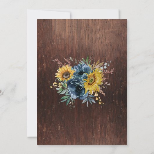 Winter Herbst Sonnenblume Hochzeit floral rustikal Einladung (Rückseite)