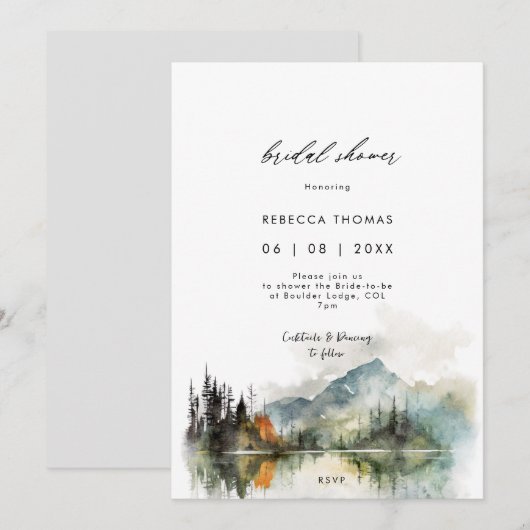 Winter Herbst Wald rustikale Brautdusche Einladung (Vorne/Hinten)