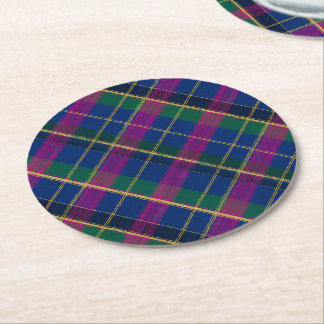Winter Heritage Tartan | Kobalt & Magenta Diamant Runder Pappuntersetzer