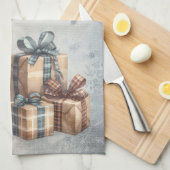 Winter Highland-Kuh Blaue Geschenke Geschirrtuch (Viertel Falte)